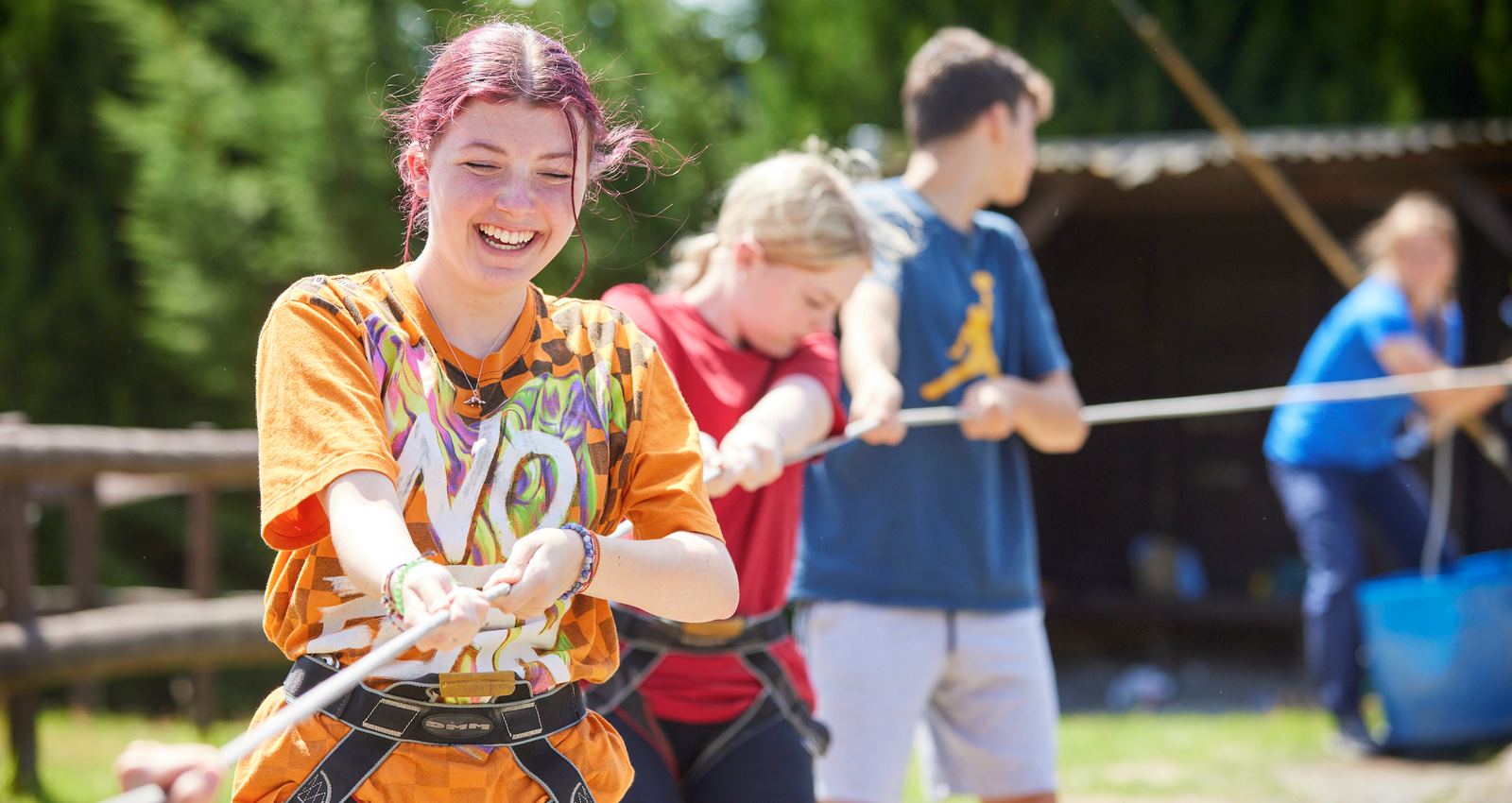 Girl pulling rope